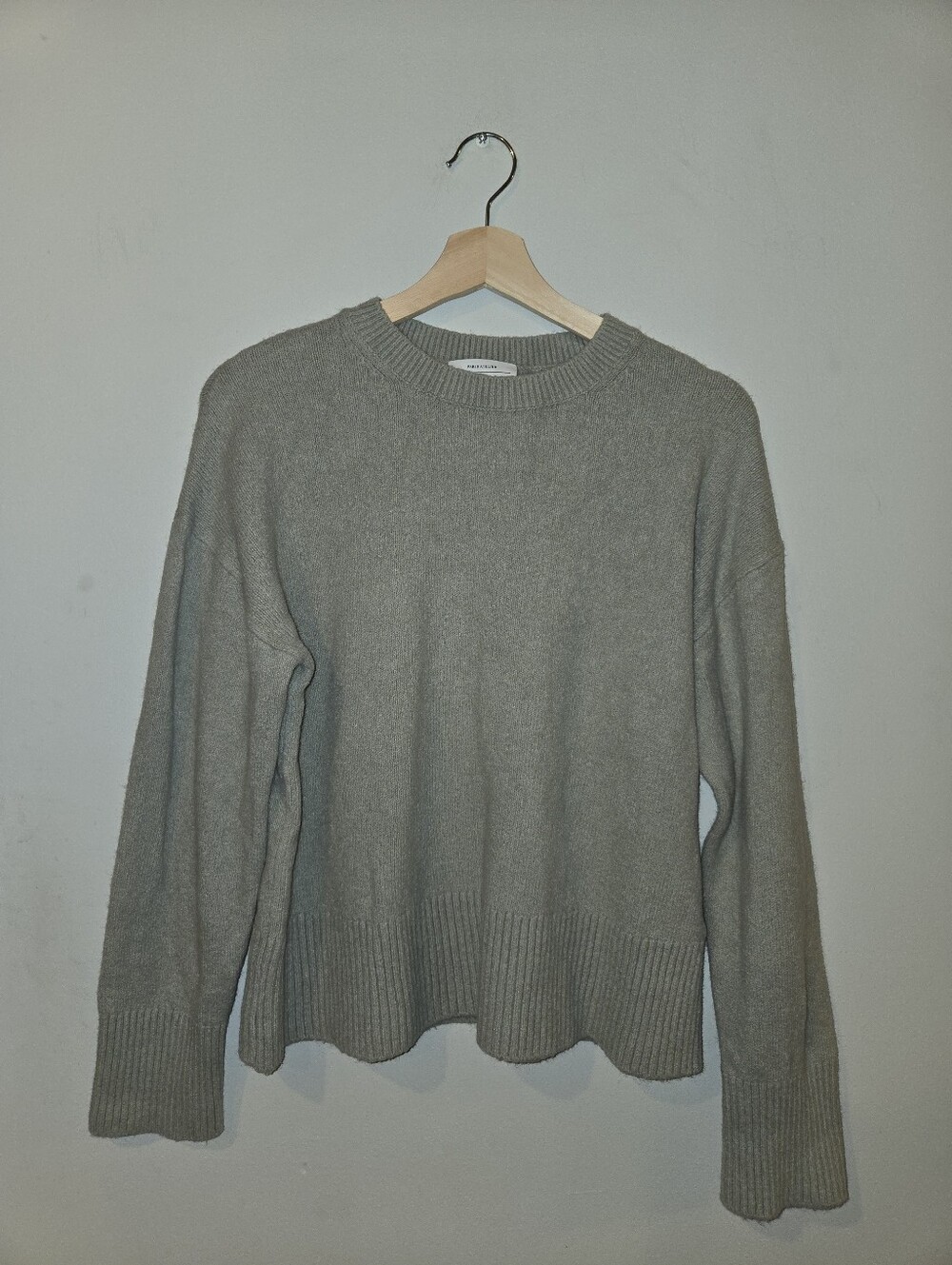 & Other Stories Sage Green Cotton Wool Blend Pullover Sweater Small Coastal Chic